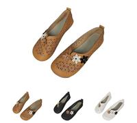 2025 Ballerine Donne Estate Comode Pelle Scarpe Piatte Vestire Festa Eleganti Fiori Ballerina Comodi Intrattenimento Scarpe Sportive Senza Lacci Morbido Traspiranti Scarpe Barefoot Mocassini, A02