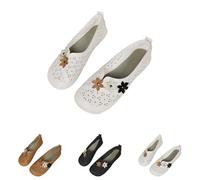 2025 Ballerine Donne Estate Comode Pelle Scarpe Piatte Vestire Festa Eleganti Fiori Ballerina Comodi Intrattenimento Scarpe Sportive Senza Lacci Morbido Traspiranti Scarpe Barefoot Mocassini, A03