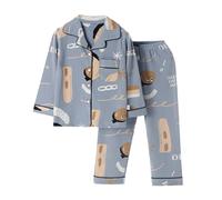 2025 Bambini Carino Stampa Primavera Casa Indossare Pantaloni Pigiama Per Bambini Set Grande Aperto Casual Due Pezzi Set Fratelli Vestito Ragazzo, BU1, 4-5 Anni
