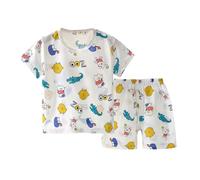 2025 Bambini Estate Homewear Casual Vestiti Pigiami Ragazzi con Maglietta Pantaloni Raso Bottoni Solid Color Notte Loungewear Estivo per 3-14 Anni