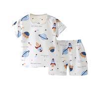 2025 Bambini Estate Homewear Casual Vestiti Pigiami Ragazzi con Maglietta Pantaloni Raso Bottoni Solid Color Notte Loungewear Estivo per 3-14 Anni