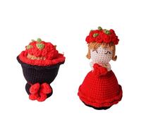 2025 Bambola di bouquet di fiori a doppio uncinetto, dolce bambola fatta a mano, per lavori a maglia, laurea, compleanno, adatta per donne e fidanzate (pacchetto materiali, non finito (D, 11 cm)