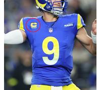 2025 Berretto La Rams Matthew Stafford Blu 4 ⭐Stella Captain Adesivo Oro