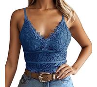 2025 - Biancheria intima da donna con scollo a V gilet senza fili taglia biancheria intima da donna reggiseno raccolta lingerie sexy per il seno piccolo, Blu, S