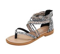 2025 Bohemian Stile Etnico Nuovo Mare Sandali Romani Spiaggia Fondo Piatto Scarpe Da Donna Grasso Pneumatico Sandali Donna, Nero , 37 EU