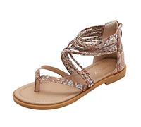 2025 Bohemian Stile Etnico Nuovo Mare Sandali Romani Spiaggia Fondo Piatto Scarpe Da Donna Grasso Pneumatico Sandali Donna, Marrone, 38.5 EU