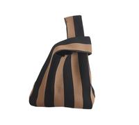 2025 Borsa da polso da donna con nodo lavorato a mano, borsa da polso lavorata a maglia, carina, souvenir di nozze/regalo per feste, Striscia verticale in cartoncino nero, size