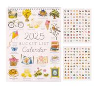 2025 Bucket List Calendario da parete 2025, calendario da parete con doppia spirale, calendario da parete con gancio, carta spessa, lista delle cose da fare e note, ideale come calendario di coppia o