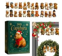 2025 Calendar Advents, 2D Home Decor Capybara Design, Collectible Christmas Countdown Calendar with Tree Pendants, Cute Holiday Ornament Set for Shelf Desk, Living Room, Bedroom, Kitchen
