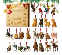 2025 Calendario 'Avvento Animali Natale - 24 Giorni Acrilico 2D Decorazione Stagionale,Conto Alla Rovescia Con Decorazioni Albero | Per Porta Ufficio Parete Giardino Soggiorno