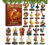 2025 Calendario Avvento Con Gallina | Pendenti In Acrilico Per 24 Giorni 2D,Ornamenti Pollo Per Countdown Natalizio,Per Vacanze Festa Uffici Casa Stanza Porta Finestra Albero Dormitorio Appartamento