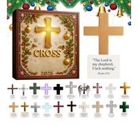 2025 Calendario Avvento Croce Per Albero Natale - Decorazione Natalizia Cristiana In Acrilico 2D - 20 Giorni Calendario Conto Alla Rovescia Religioso | Per Albero Auto Parete Finestra