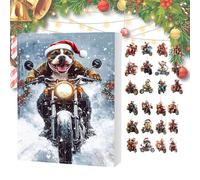 2025 Calendario 'Avvento di Natale Per Cani | 2D Decorazione Acrilico Calendario Conto Indietro 24 Giorni | Cane In Bicicletta - Per Famiglia Bambini Adulti Specchio Retrovisore