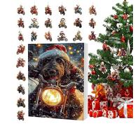 2025 Calendario 'Avvento di Natale Per Cani - Calendario Del Conto Indietro 24 Giorni Decorazione Acrilico 2D - Bel Cane In Bicicletta - Per Famiglia Bambini Adulti Specchio Retrovisore