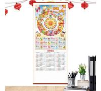 2025 Calendario da parete cinese per l'anno del serpente - Calendario colorato con segni zodiacali - Decorazioni tradizionali di Capodanno - Attraente calendario lunare da 12 mesi