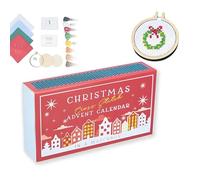 2025 Calendario dell'Avvento Cross Stitch Kit 24 giorni per principianti (rosso)