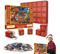 2025 Calendario dell'Avvento Jigsaw Puzzle, 24 scatole da 1008 pezzi, calendario per conto alla rovescia, puzzle Babbo Natale, regalo di Natale per ragazzi, ragazze, 70 x 50 cm (D)