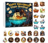 2025 - Calendario dell'Avvento per gli amanti dei libri, 24 pezzi, fantasma, in schiuma, per l'Avvento, per Halloween e Natale, libri di lettura spettrali, regali per (B)