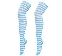 2025 Calze alte alte al ginocchio Calze Natalizie Cosplay Party Costumi Calze Calze Calze Alte Al Ginocchio Calze Lunghe A Righe 1 Coppia di Calze Calze Strappate, Azzurro, Taglia unica