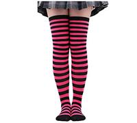 2025 - Calze natalizie alte sopra il ginocchio, calze sopra il ginocchio, calze per costumi per feste di Natale, cosplay, calze alte al ginocchio, 1 paio di collant per cosplay, Rosa acceso, Taglia