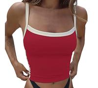 2025 Camicetta Regular Fit Top da donna Basic Summer Neck Camicie senza maniche Canotte da allenamento Canotte Base Layer Tee per allenamento all'aperto Regali di Natale, Rosso, S