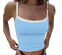 2025 Camicetta Regular Fit Top da donna Basic Summer Neck Camicie senza maniche Canotte da allenamento Canotte Base Layer Tee per allenamento all'aperto Regali di Natale, Azzurro, M