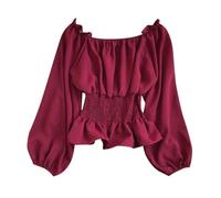 2025 Camicia Medieval Donna Spalle Nudee- Top Gotico Manica Lunga Steampunk Chic Corte Vintage Tunica Tinta unita Rinascimento Vittoriano Halloween Carnevale Cosplay Casual Corto Top