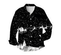 2025 Camicia Noel Uomo Stampata- Polo Manica Lunga Casual Camicetta Classica Autunno Hive T-shirt Chic Ed Elegante Grandi Dimensioni Natale Alto Temperamento Versatile Festa Top