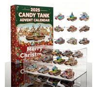 2025 Candy Tank Advent Calendar - 24-Day Christmas Countdown with 24 Acrylic Tank Ornaments, Adult Holiday Décor, 2D Shatter-Resistant Tree Decorations