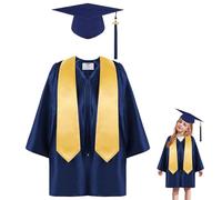 2025 Cape e abito da ballo da asilo, limite di laurea e vestito per bambini 2025 | Set grasso in tasel per abiti prescolari 2025 anni | Costumi formali per la cere, Blu navy, 33 yardas