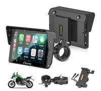 2025 Carpuride W502S PRO per moto wireless Carplay/Android Auto, Touchscreen Impermeabile da 5", con Supporto BM05, Bluetooth Trans, Controller Cablato, Navigazione