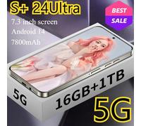 2025 Cellulari S + 24 Ultra Originale 4G 5G Smartphone 7.3HD Dual SIM Cellulare 7800mAh Android 14 Versione Globale Cellulari White 12GB 256GB