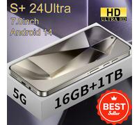2025 Cellulari S + 24Ultra Originale 6.8 HD 5G Smartphone Android 14 Telefono Cellulare 108MP Dual Sim Versione Globale Smart Cellulari Gold 12GB 256GB