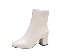 2025 Cerniera alla caviglia sul lato e stivali in pelle con tacco alto da donna di dimensioni alla moda con suola spessa scarpe da donna larghezza H Osaka, Wh2., 35 EU