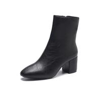 2025 Cerniera alla caviglia sul lato e stivali in pelle con tacco alto da donna di dimensioni alla moda con suola spessa scarpe da donna larghezza H Osaka, BK1, 40 EU