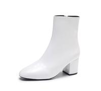 2025 Cerniera alla caviglia sul lato e stivali in pelle con tacco alto da donna di dimensioni alla moda con suola spessa scarpe da donna larghezza H Osaka, Wh1, 39 EU