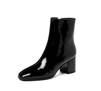 2025 Cerniera alla caviglia sul lato e stivali in pelle con tacco alto da donna di dimensioni alla moda con suola spessa scarpe da donna larghezza H Osaka, Bk2., 38 EU