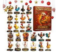 2025 Chicken Advent - Christmas Chicken Countdown Calendar, Chickens Christmas Calendar, 24 Day Acrylic 2D Decor, Christmass Countdown Calendars Ornaments For Thanksgiving Birthday Home
