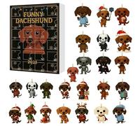 2025 Christmas Advent Dachshund,2D Acrylic Animal Decorations | 24 Days Dog Charm Countdown Advent - for Home Car Rearview Mirror Christmas Tree Wall Window Door Family Friends Holiday