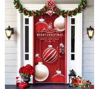 2025 Christmas and Halloween Front Door Decoration, Christmas Front Door Decoration Cover, Removable Doors Covers Decorative with Elastic, Fabric Hanging Poster Xmas Holiday Party Ornament(A)