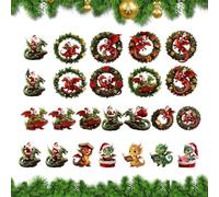 2025 Christmas Calendar Dragon Ornament Advent - 2D Acrylic Pendant for Countdown | 24-Day Flying Dragon Decorations with Festive Charm, Ideal for Home, Christmas Tree, Car Mirror, 26x18x3,7cm