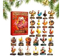 2025 Christmas Calendar | Fun Chicken Design 2D Flat Acrylic | 2025 Chicken Pendant Countdown Calendar for Wife Husband Son Daughter Family Friends Men Women Boys Youth Teens