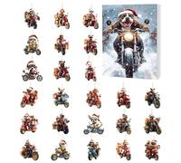 2025 Christmas Dog Lover Advent,2D Acrylic Decor 24 Days Countdown Calendar | Dog Riding Motorcycle Ornament,for Family Vacation Home Tree Wall Door Window Party Favors Holiday