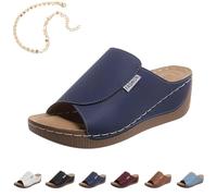 2025 Ciabatte Donna Ortopediche Estive Anatomiche Sandali, Antiscivolo Arch Support Aperta Zeppa Sabot Pantofole Per Fascite (Blu Scuro, Adulto, Donna, 36, Numero, Sistema Taglie Calzature EU, Media)