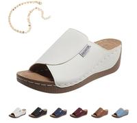 2025 Ciabatte Donna Ortopediche Estive Anatomiche Sandali, Antiscivolo Arch Support Aperta Zeppa Sabot Pantofole Per Fascite (Bianco, Adulto, Donna, 39, Numero, Sistema Taglie Calzature EU, Media)