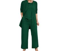 2025 Completo Donna Elegante Tailleur Completo Donna Set Coordinati Abbigliamento 3 Pezzi Estivo Leggero E Sottile per La Casa Ufficio Business per Il Tempo Libero Abbigliamento da Lavoro (Green, XL)