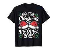 2025 Coppia Il Nostro Primo Natale Come Mr & Mrs Newlyweds Bride Maglietta