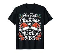 2025 Coppia Il Nostro Primo Natale Come Mrs e Mrs Lesbian Pride Maglietta