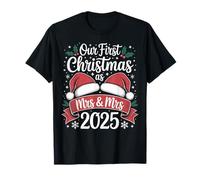 2025 Coppia Il Nostro Primo Natale Come Mrs e Mrs Lesbian Pride Maglietta