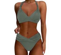 2025 Costume da bagno da donna a due pezzi Push Up Bikini Set Costume da bagno Vintage G Unit Tank Top, verde militare, XL